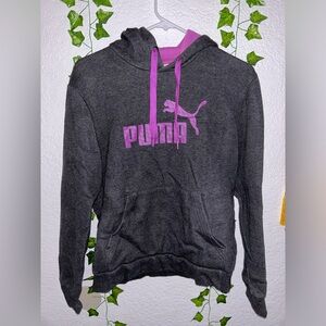 Puma grey/ purple hoodie, size medium